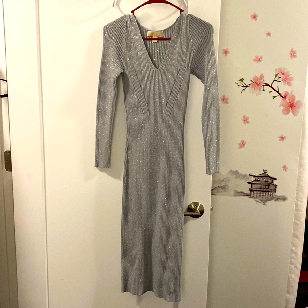Almost new. Michael Kors. Bling bling gray sweater party dress.Sexy and elegant!